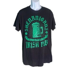 SHENANIGANS IRISH PUB "SHUT UP AND DRINK" Short Sleeve T-Shirt Black‎ Large